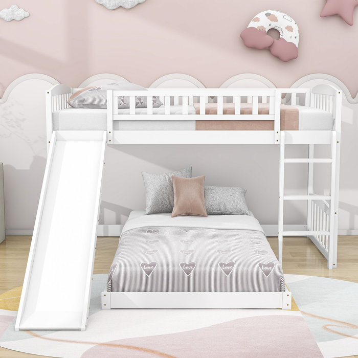 Harriet Bee Ethna Twin Over Twin LShaped Bunk Beds with Slide by